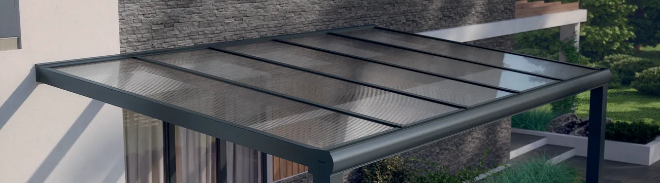 Terrassendach mit Eindeckung Polycarbonat klar