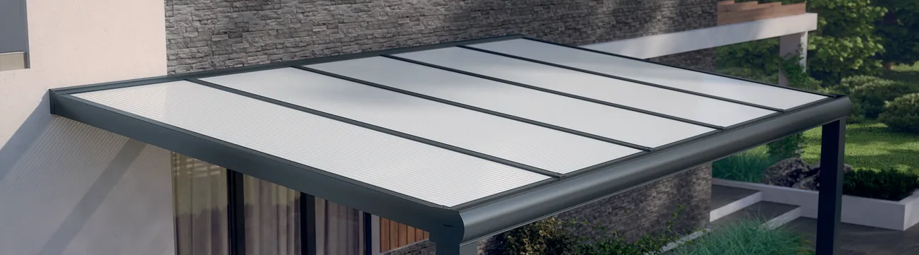 Terrassendach mit Eindeckung Polycarbonat opal