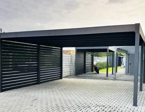MF Carport in Anthrazit mit Paneel-Seitenwand